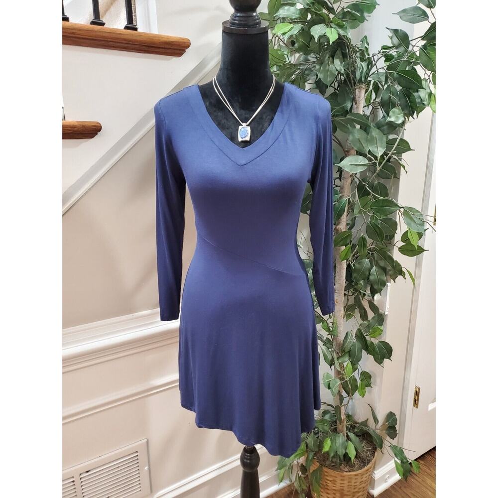 Soma Women's Blue Solid Rayon V-Neck Long Sleeve Casual Top Blouse Size X-Small
